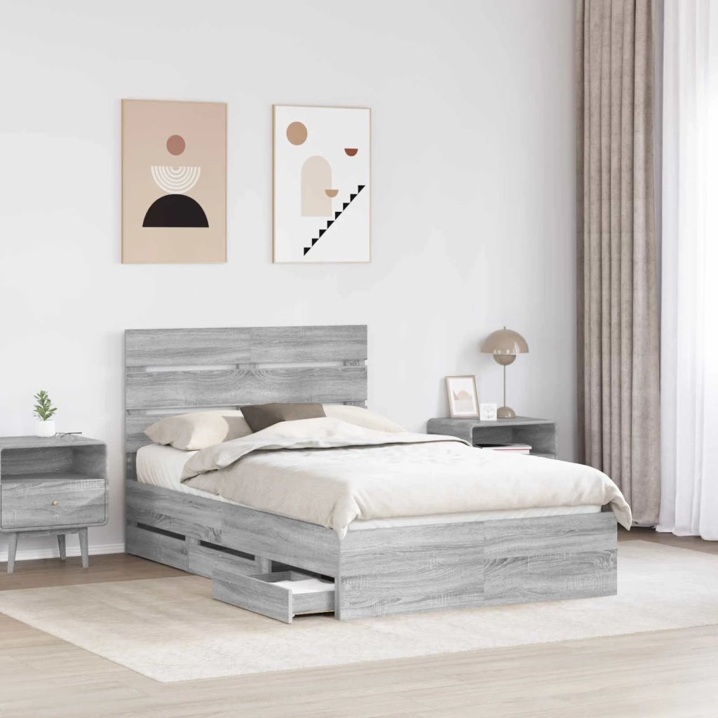 Struttura del letto con cassetto Grigio Sonoma 120 x 190 cm 3411852