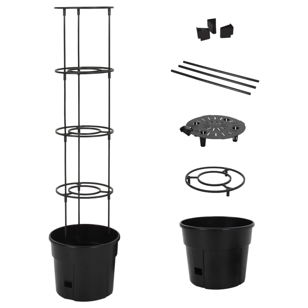 Fioriera rialzata per piante fiori terrazza giardino pianta di pomodoro Ø29,5 x 115 cm polipropilene antracite 02_0038848