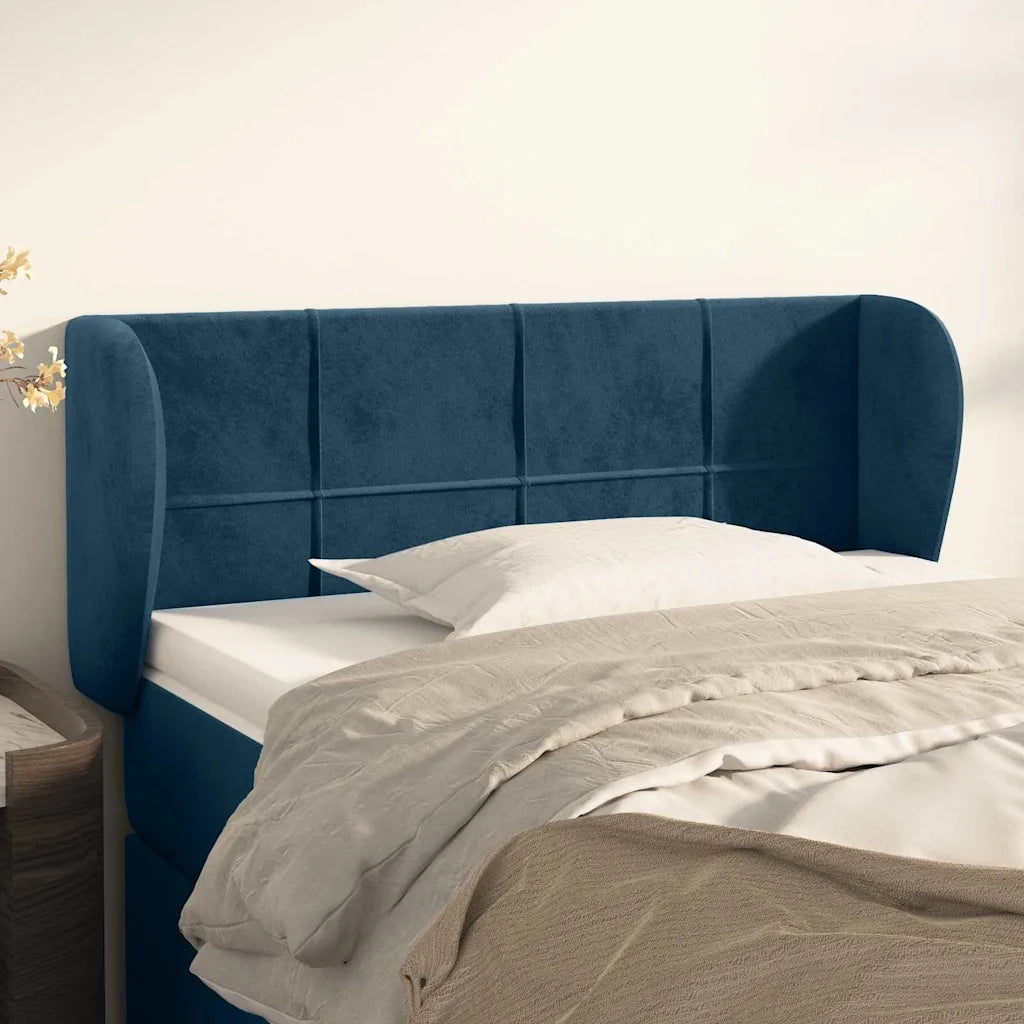 Testiera | Testata ad Orecchio Blu Scuro 103x23x78/88 cm in Velluto