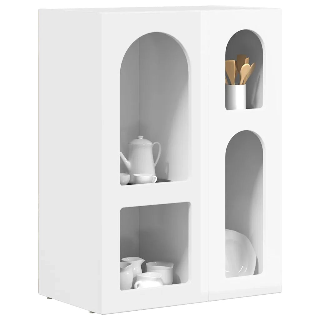 Credenza-Buffet-Armadio da cucina Bianco Lucido 59 x 35 x 80.5 cm Legno multistrato