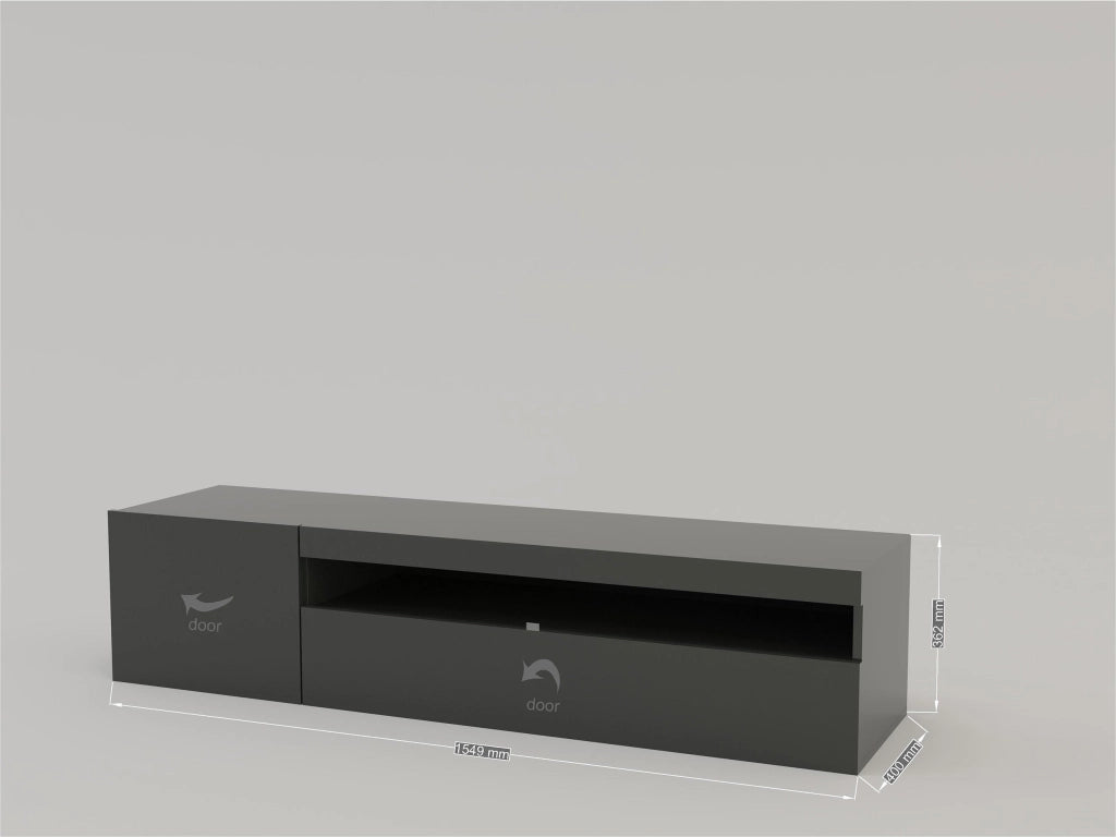 Porta TV con 1 anta + anta ribalta - DAIQUIRI Antracite Lucido