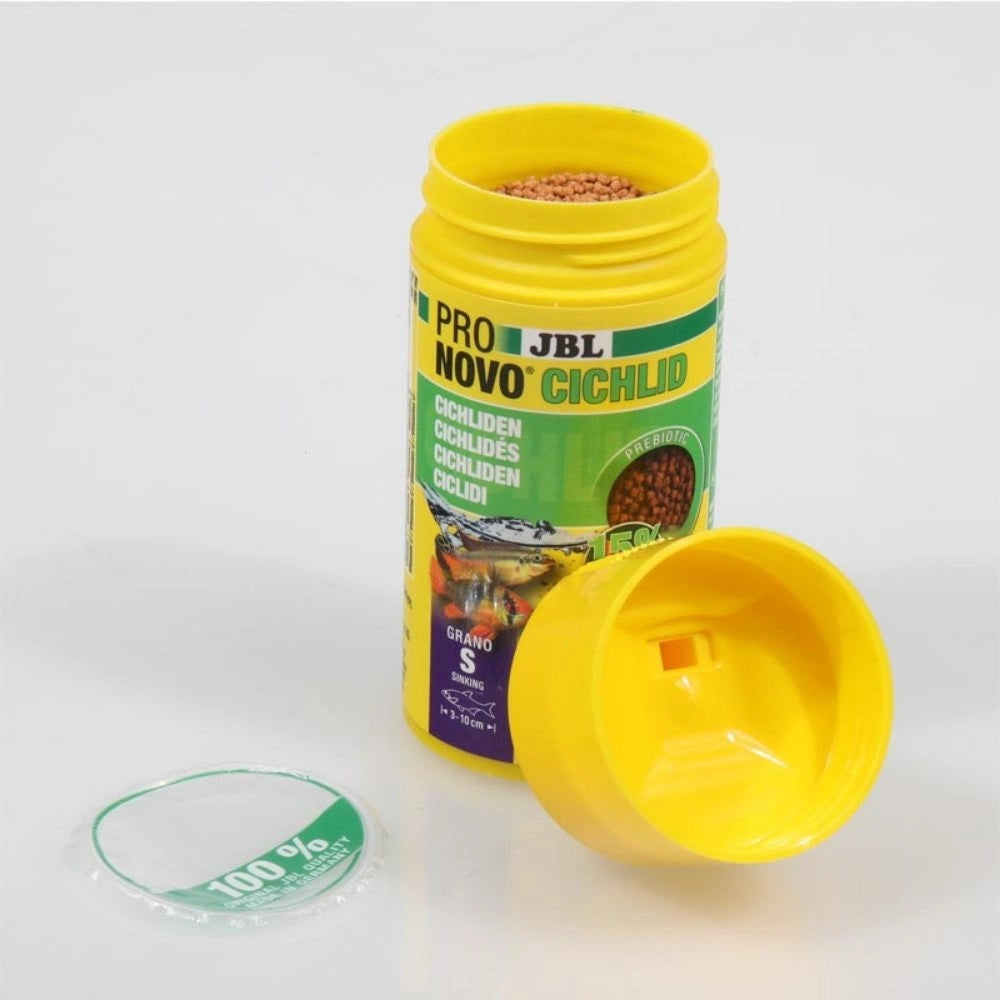 JBL ProNovo Cichlid Grano S - Mangime base in granuli per Ciclidi da 3 a 10cm Formato: 100 ml