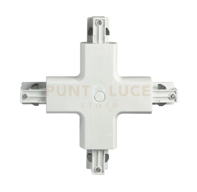 LED-TRACK-X CONNESSIONE A CROCE BIANCA PER BINARIO 18,1X18,1X3,4CM