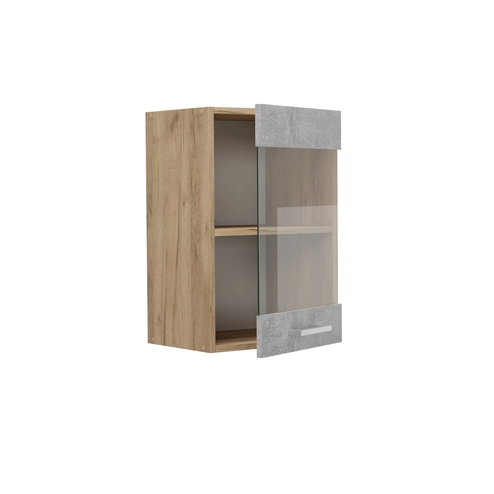 Mobile da cucina in vetro R-Line Calcestruzzo/Rovere dorato 40 cm Vicco