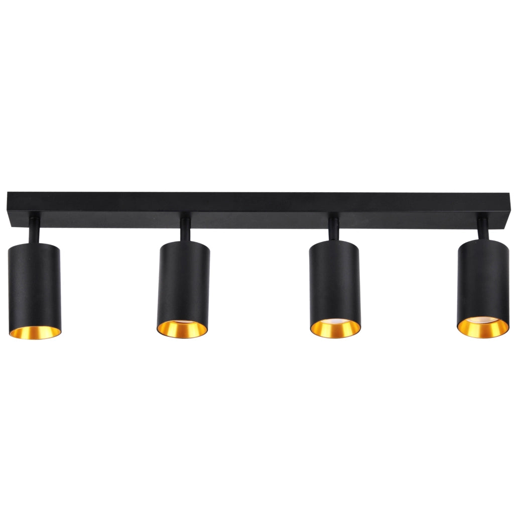 Applique/Plafoniera 4 faretti GU10 nero-oro Maribel Polux