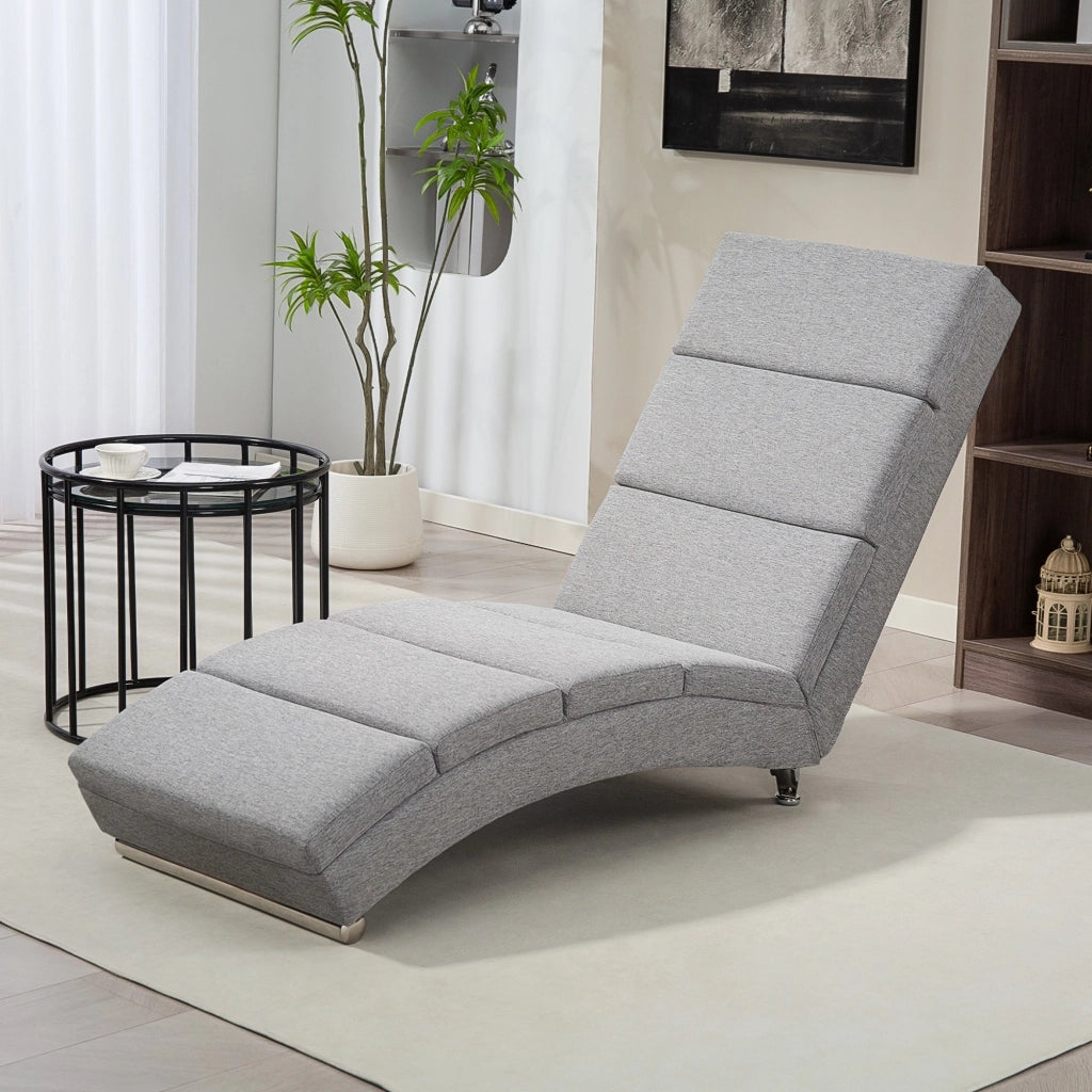 Poltrona Chaise Longue Reclinabile ¨C Zephmum ¨C Grigio Chiaro Tessuto Imbottito