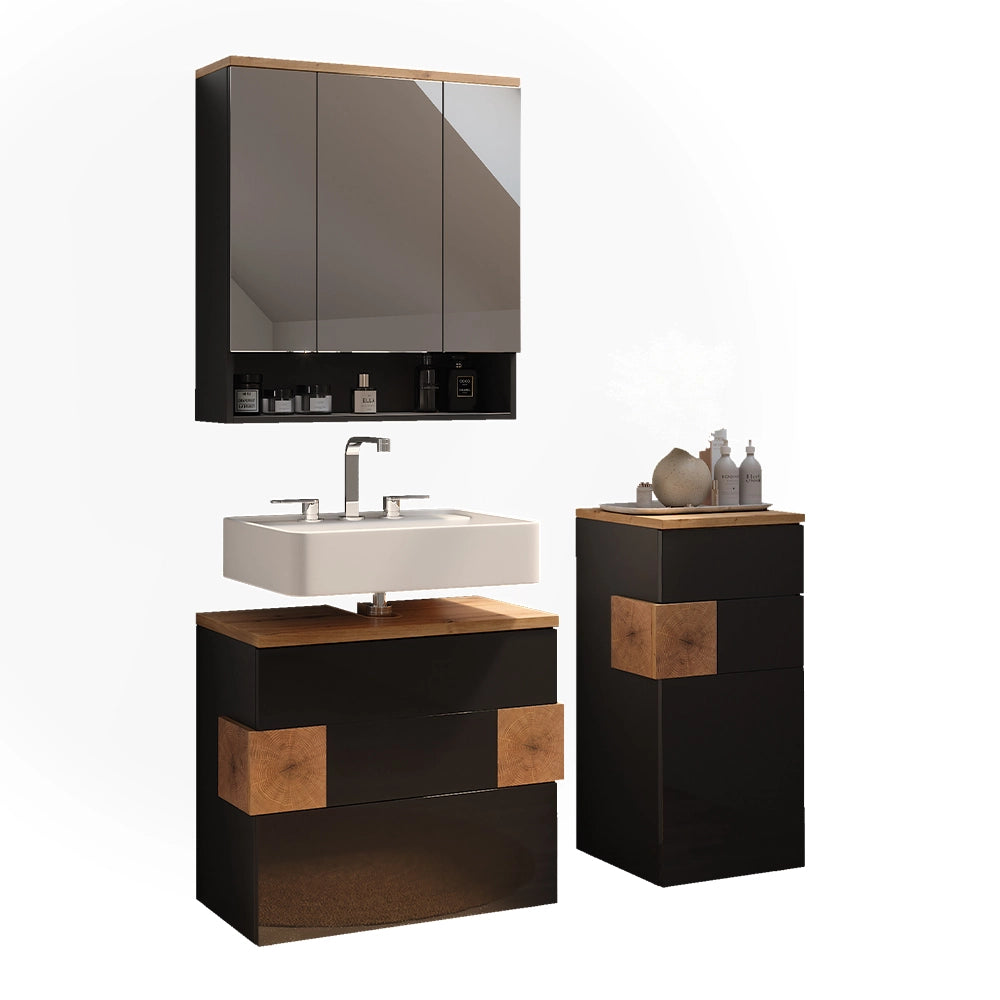 Vicco Set di mobili da bagno Antracite 3 parti