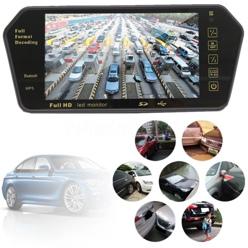 KIT Retromarcia Specchietto Monitor 7" bluetooth mp5 + Telecamera Posteriore - ZENCOCCO