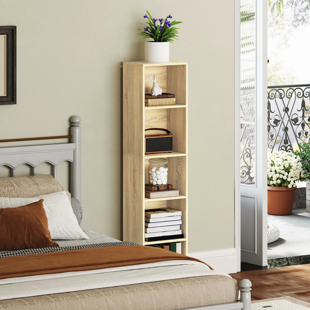 Libreria 5 livelli con ripiani regolabili ¨C zephmum ¨C 30x24x133,5cm, naturale