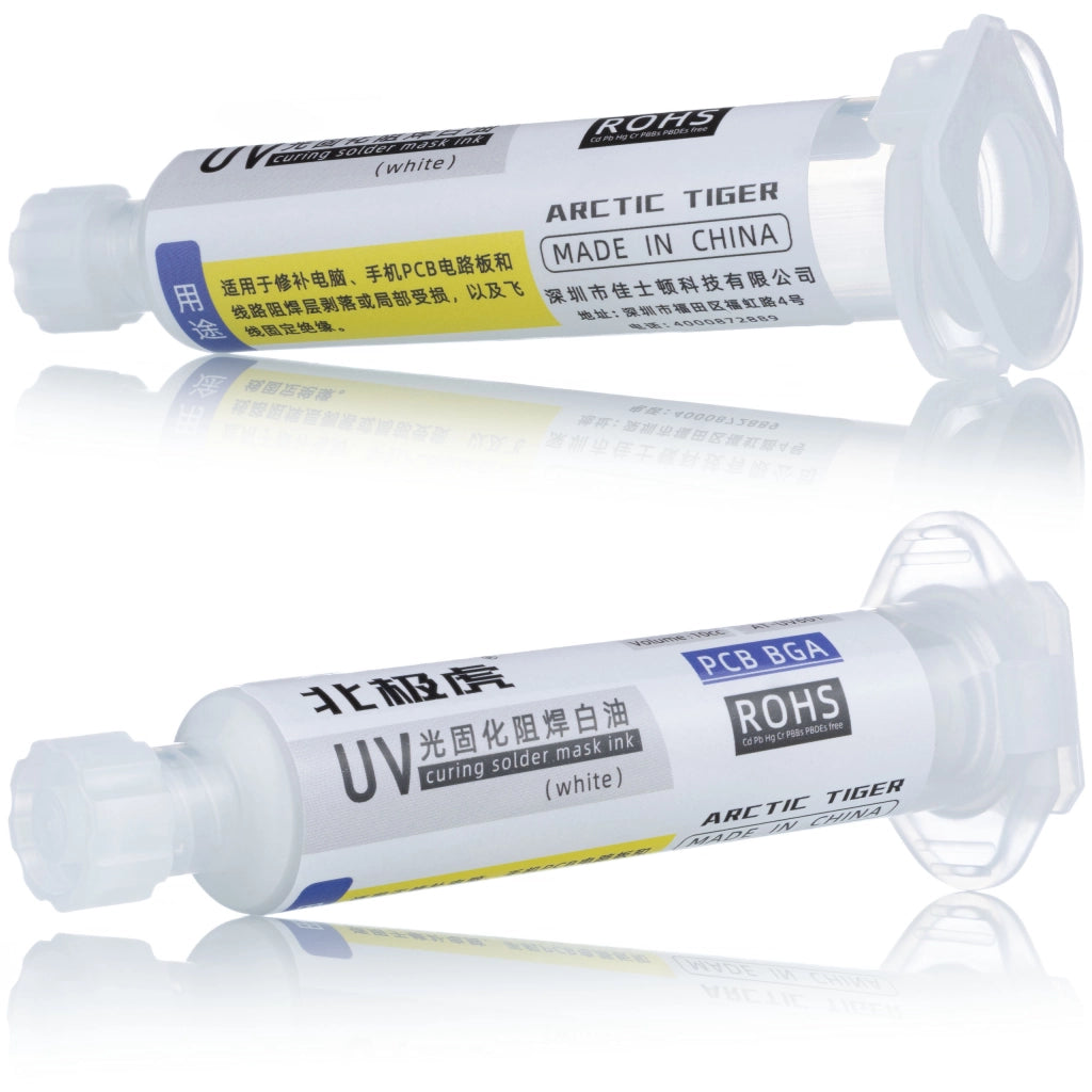 Soldermask Bianco 10ml con Pistone – Protezione PCB, Non Conduttivo | Utensile per Riparazione Circuiti