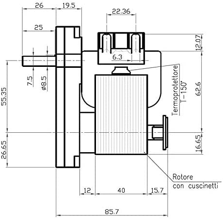 Ricambistufeapellet Motoriduttore per Stufa a Pellet KENTA K9117156 5 RPM Albero da 8,5mm Motore per carico Pellet