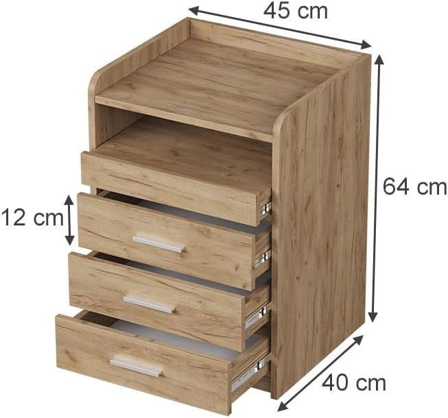 Comodino Edis, Antracite, Set di 2