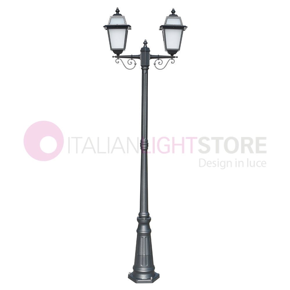 ARTEMIDE ANTRACITE Lampione h. 219 a 2 luci per Esterno Classico Lanterne Quadrate