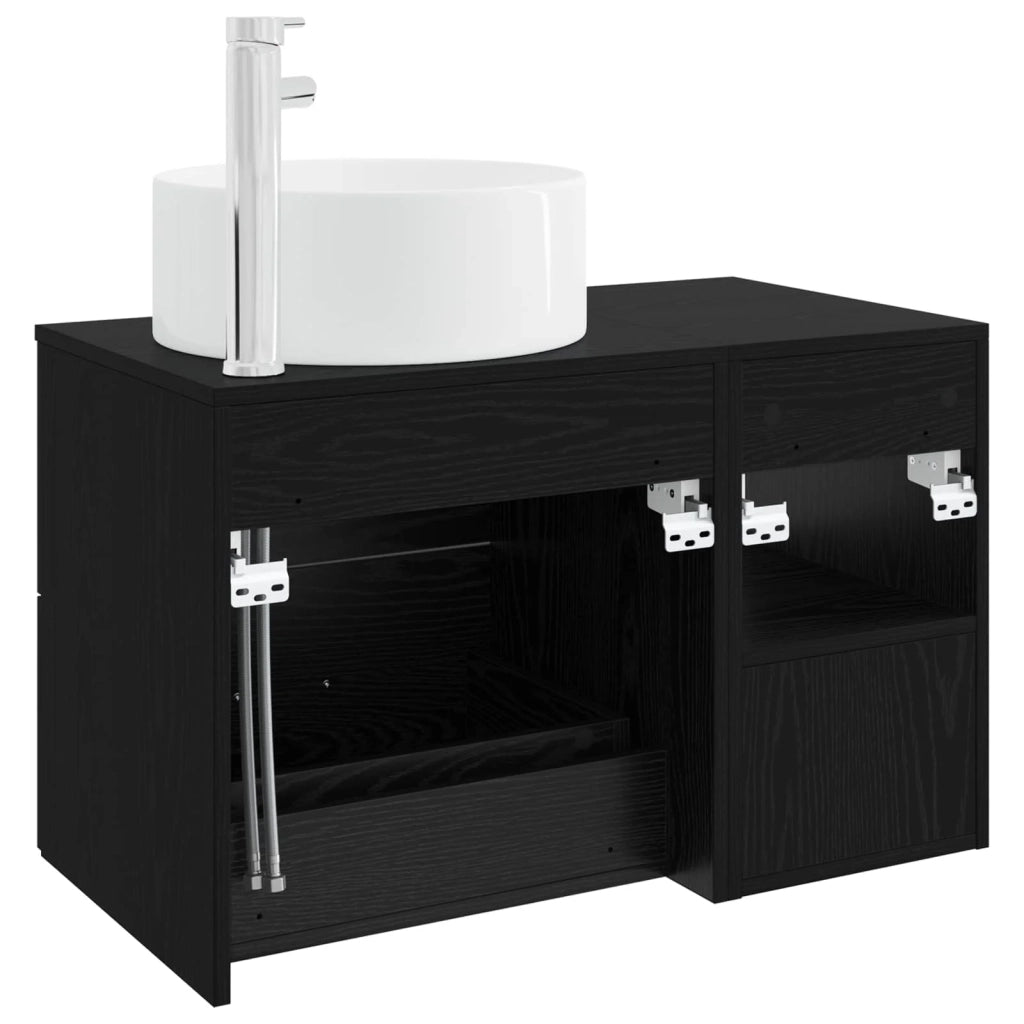 Set di mobili per il bagno 2 pz Rovere Nero 3403929