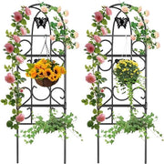 Trellis per Patio in Acciaio Inossidabile Nero da 152x46cm per Piante di Cucitura, Viti, Verdure, Fiori, Metallo, Reticolo, Pannelli a Maglia, 2 Pack