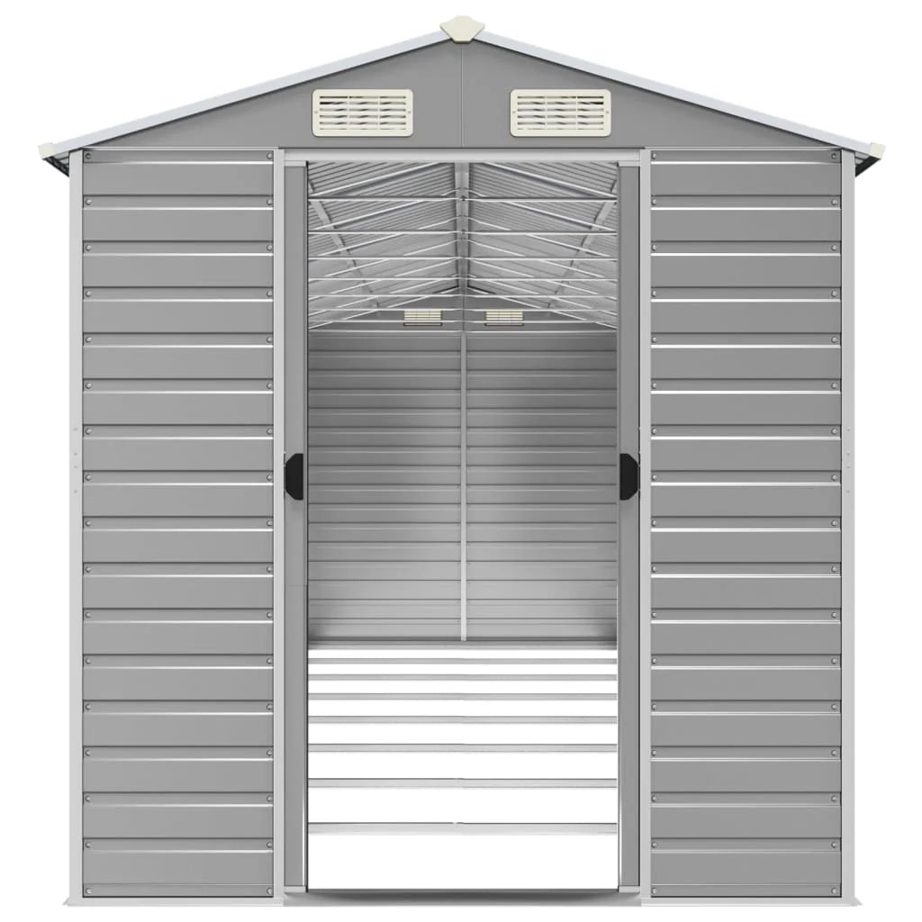 Casetta da giardino cabina ripostiglio casetta da esterno robusta casetta per attrezzi colore chiaro 191 x 725 x 198 cm acciaio zincato grigio 02_0022248