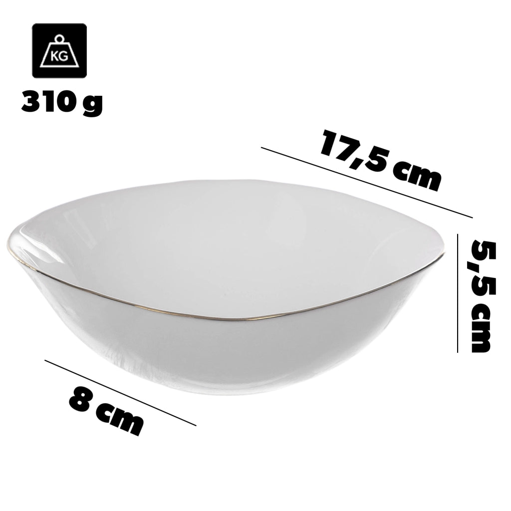 Set di 3 ciotole da insalata in vetro KADAX da 19 cm, bianche e dorate.