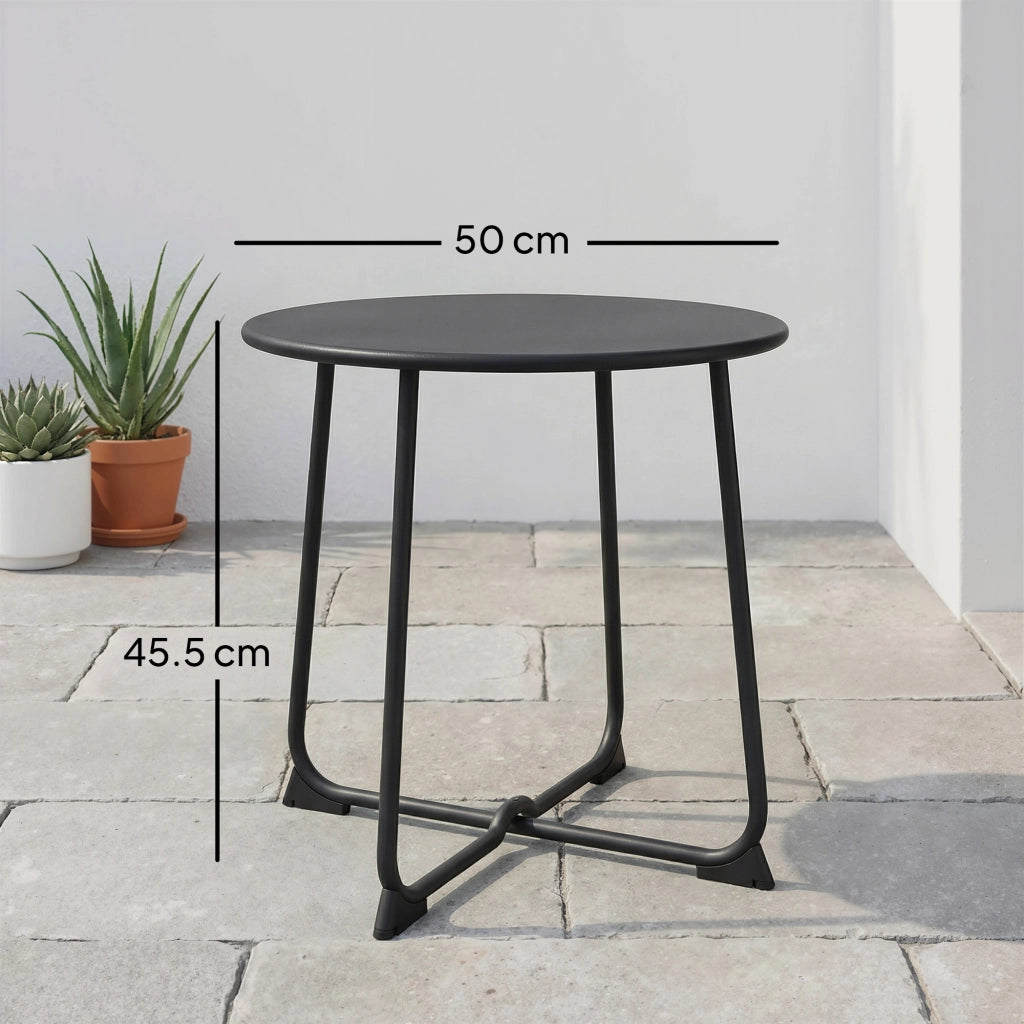 Tavolino da Caff¨¨ Rotondo ¨C zephmum ¨C Nero, Metallo, ?50 cm