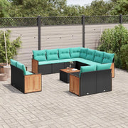 Set Divani da Giardino 12 pz con Cuscini Nero in Polyrattan 3228185