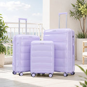 SET VALIGIE 3 Pezzi 51/61/71 cm PP Viola con Lucchetto