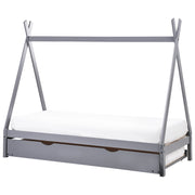Letto a ribalta per bambini in legno di pino grigio UE misura singola 90 x 200 cm letto a doghe per cameretta moderna per bambini.
