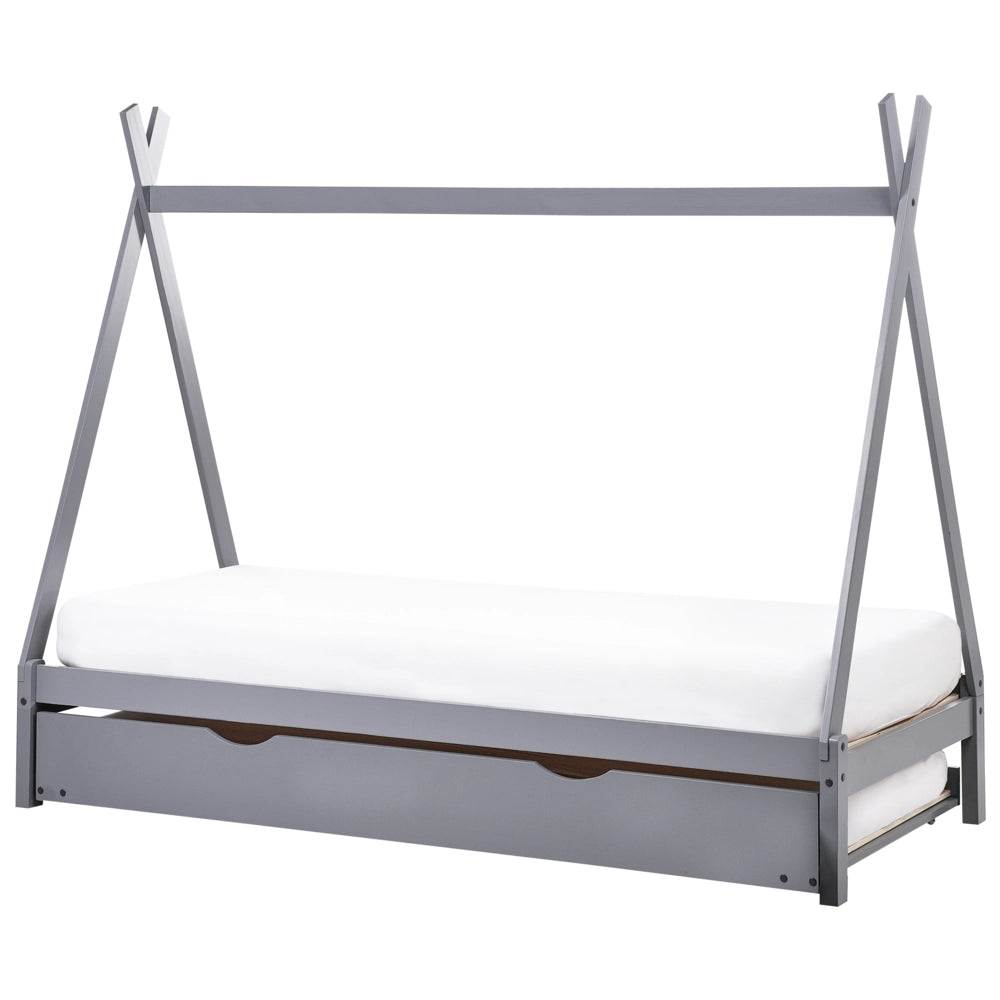 Letto a ribalta per bambini in legno di pino grigio UE misura singola 90 x 200 cm letto a doghe per cameretta moderna per bambini.