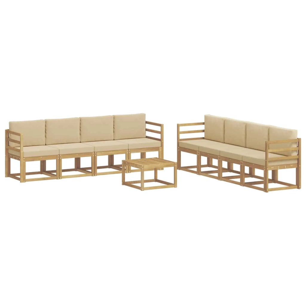 Set di divani da esterno 9 pz Bianco e Beige 3387407