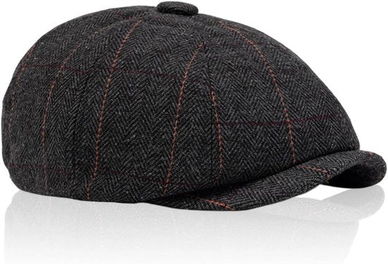 Cappello da sole con tessuto a scacchi e visiera regolabile, nero