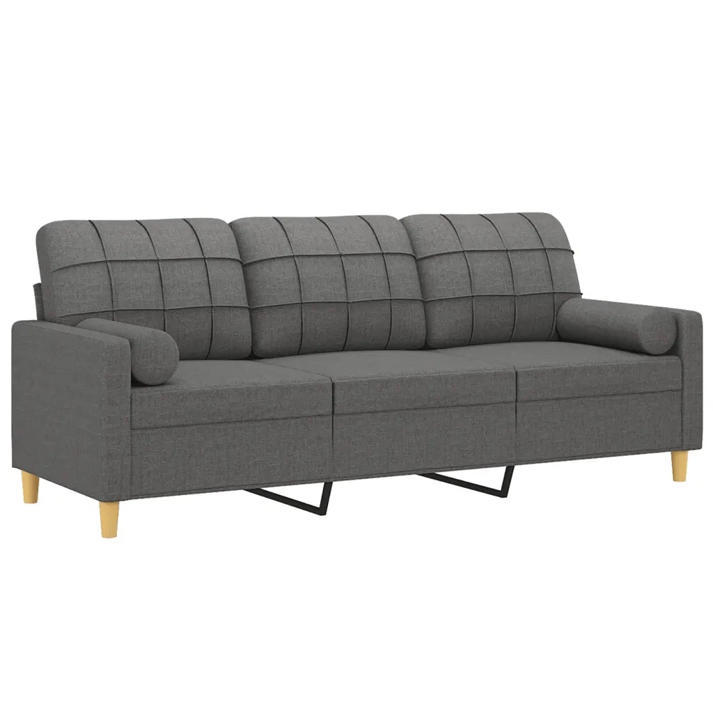 Divano a 3 Posti con Cuscini Grigio Scuro 180 cm in Tessutocod mxl 125264