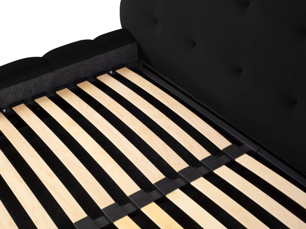 Cosmopolitan Design - Letto a cassettone con testiera "Bali" 140x200cm in velluto nero 