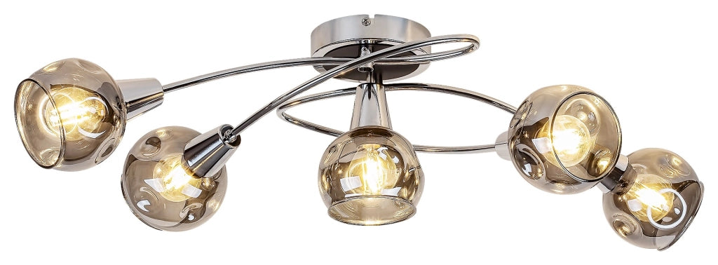 Plafoniera Rabalux Tamara 5xE14 cromo vetro fumé IP20