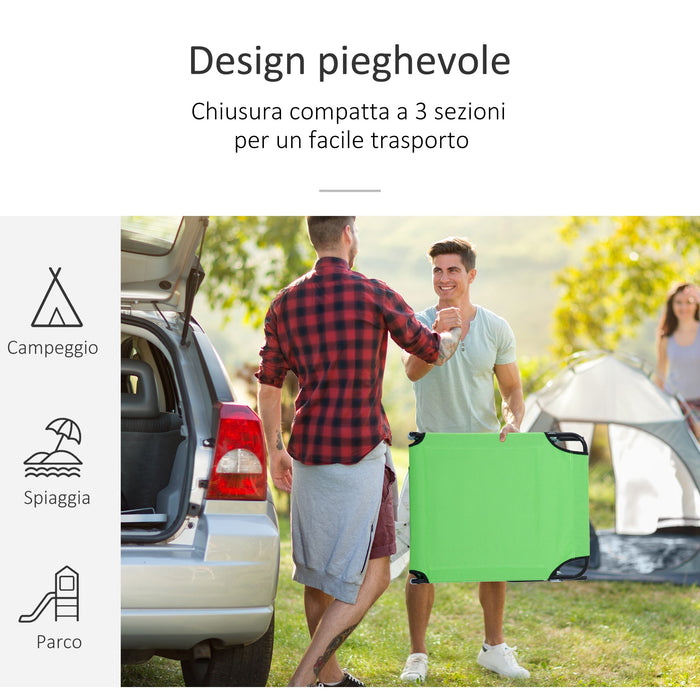 Lettino Sdraio Pieghevole 187x58x36 cm in Acciaio e Tessuto Oxford Verde