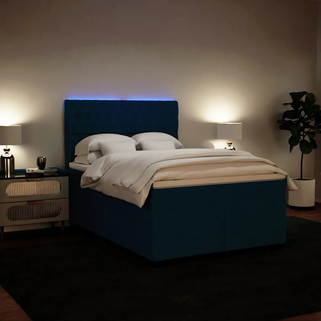 Giroletto a Molle con Materasso Blu 140x190 cm in Velluto