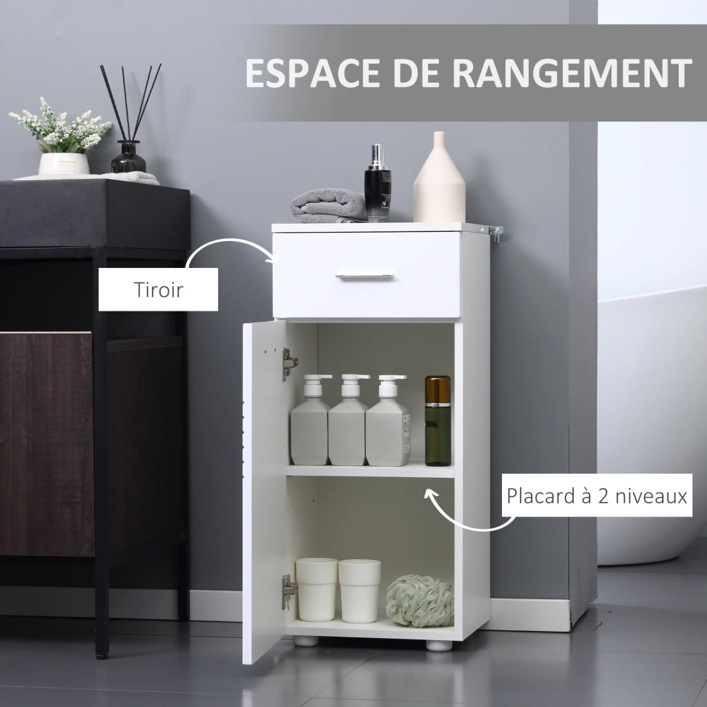 Mobiletto per Bagno con Ante e Cassetto ¨C zephmum ¨C Legno Bianco 30x30x60