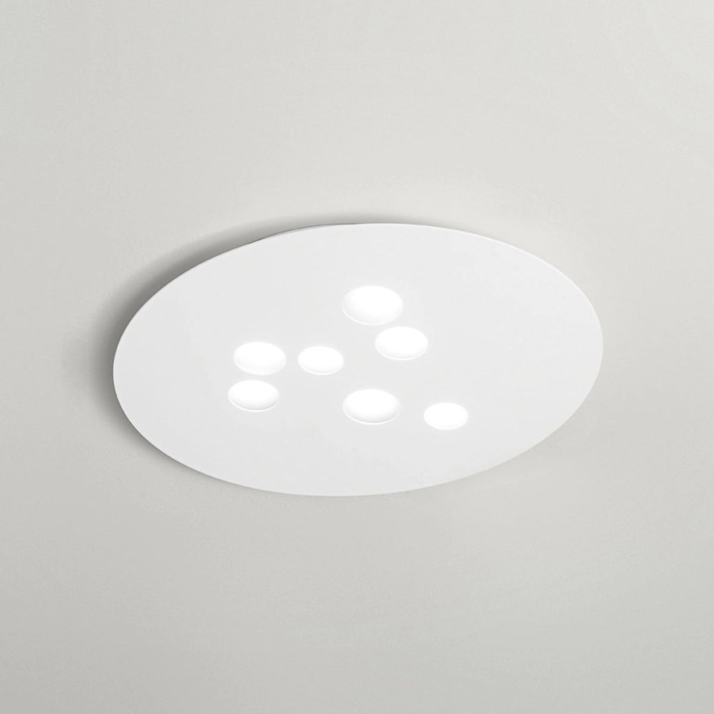 Plafoniera Luna in metallo bianco 72,5x60cm, 7 luci GX53 max 7x8W, IP20, design moderno rotondo, lampadine escluse