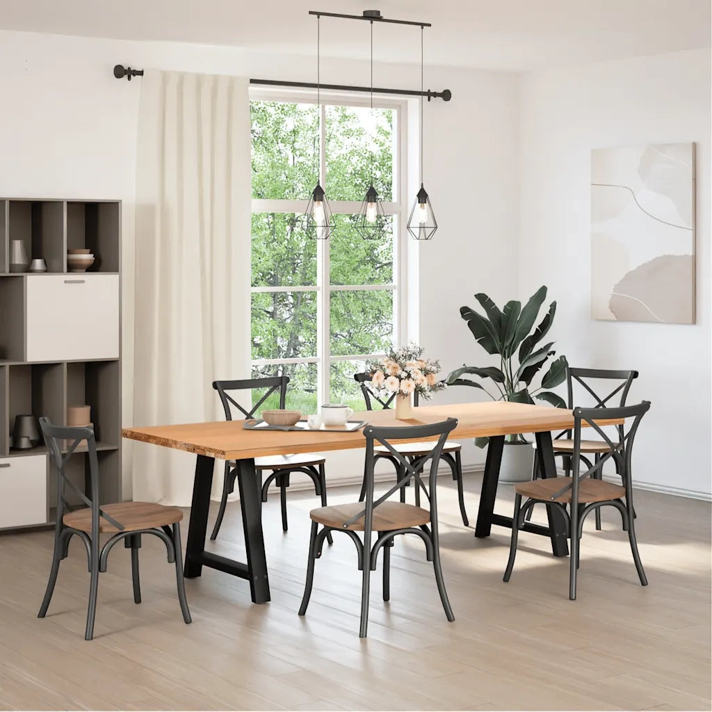 Gambe per tavolo da pranzo a forma di A 2 pz nere 70x(72-73) cm in acciaio
