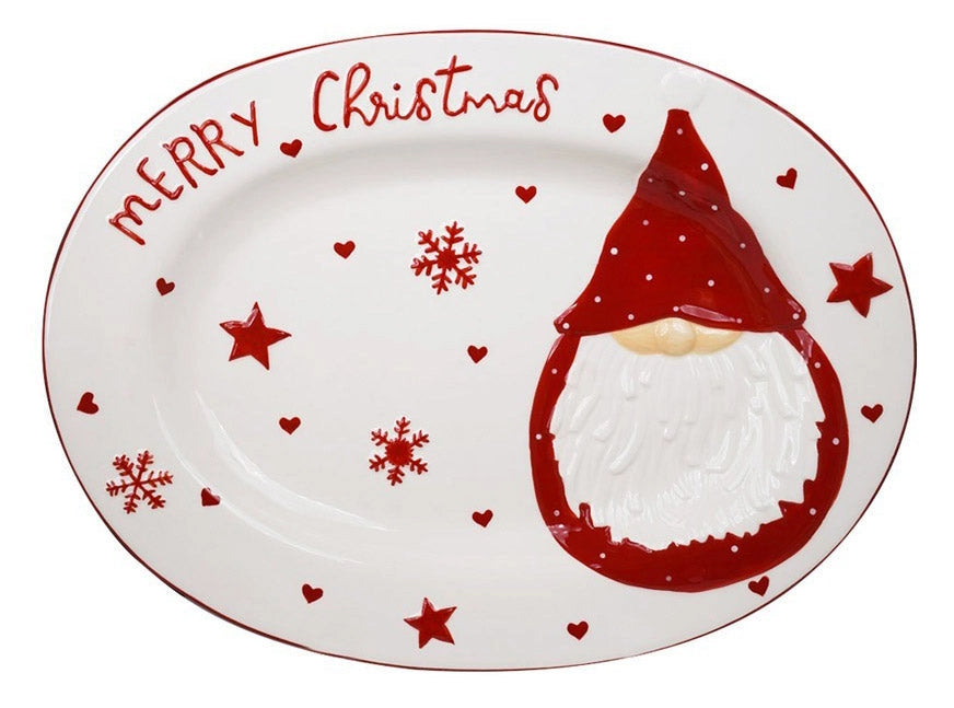 Piatto Ovale Natalizio 40x30 cm Merry Christmas