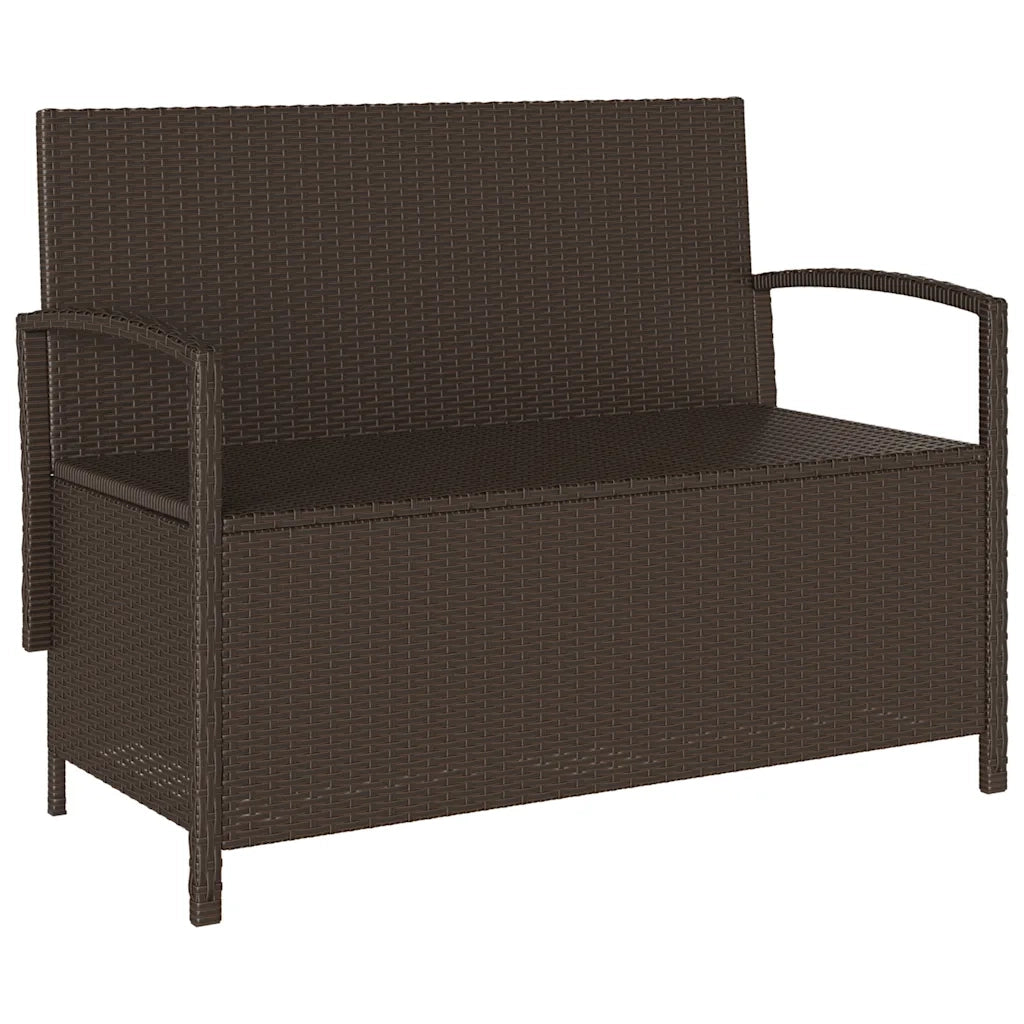 Panca Portaoggetti da Giardino con Cuscino-Sgabello-Panca con Contenitore Marrone Polyrattan 279195