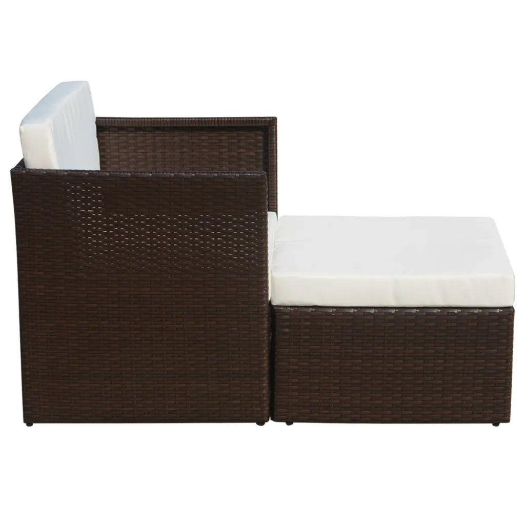 Sedia da Giardino con Poggiapiedi in Polyrattan Marrone 41980