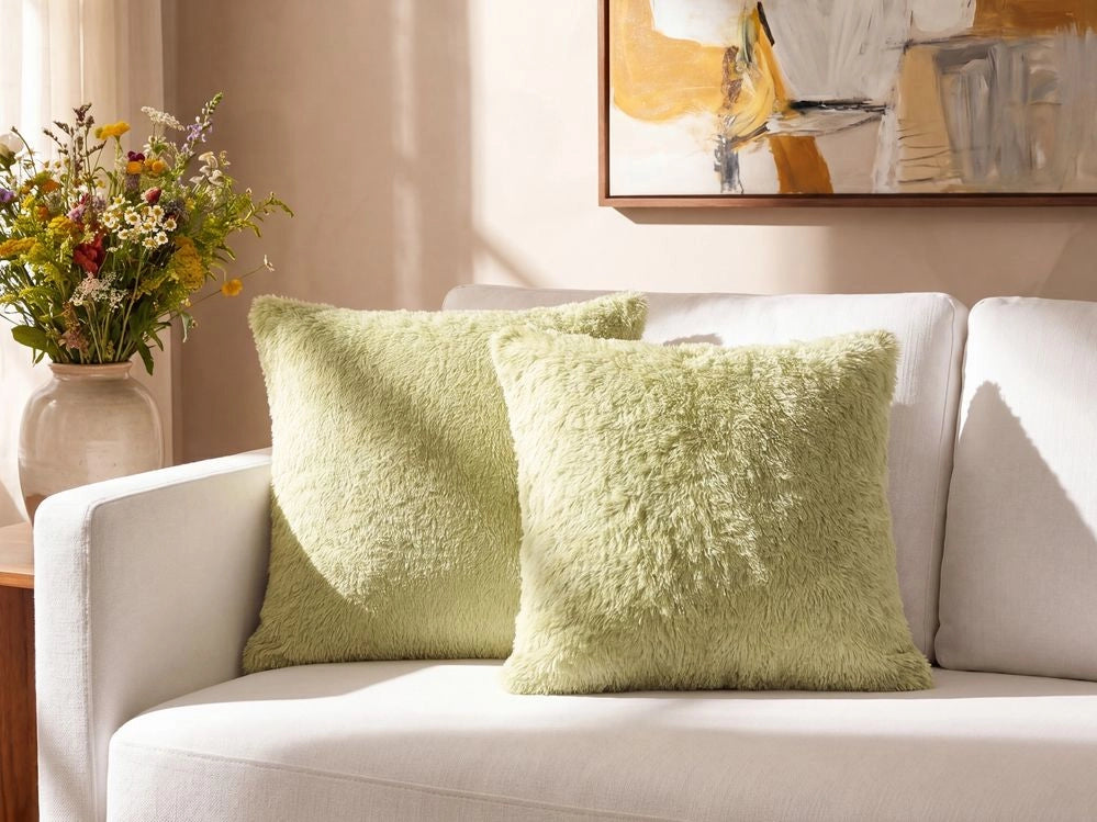 Set di 2 cuscini decorativi in poliestere verde 45 x 45 cm in stile boho con imbottitura