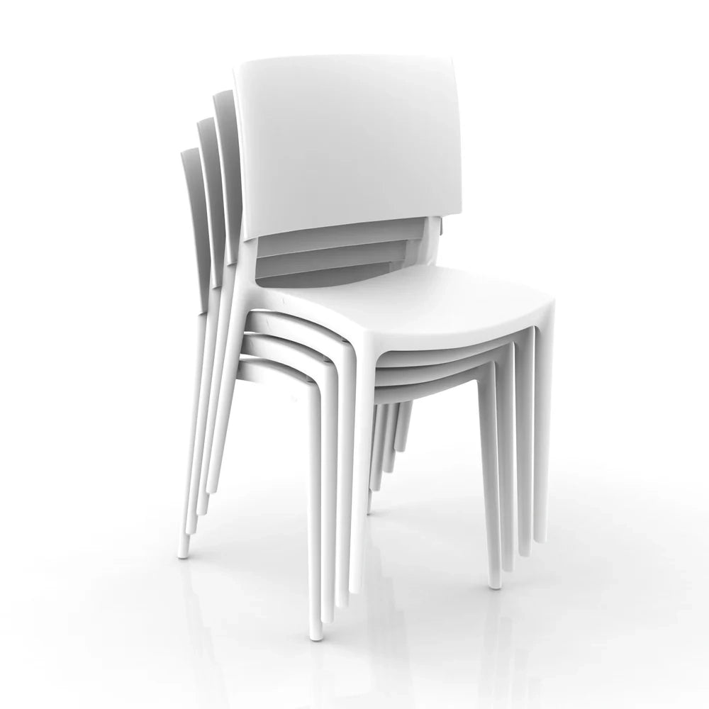 Set 6 sedie in polipropilene 100% Made in Italy SHARP, impilabile, resistente ai raggi UV, design moderno, ideale per sala da pranzo, cucina, sala d’attesa, bar, ristoranti o da esterno colore Bianco