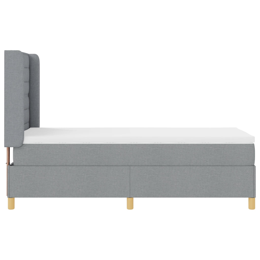 Box Spring Bed con Materasso Grigio Chiaro 80x200 cm Tessuto