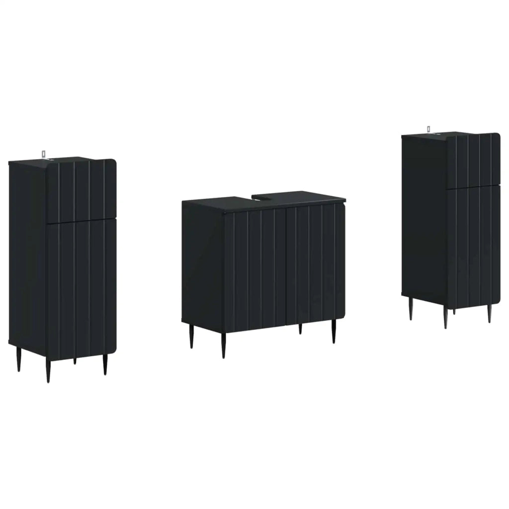 Set di Armadi da Bagno da 2 Pezzi ZWOLLE Nero 3418000