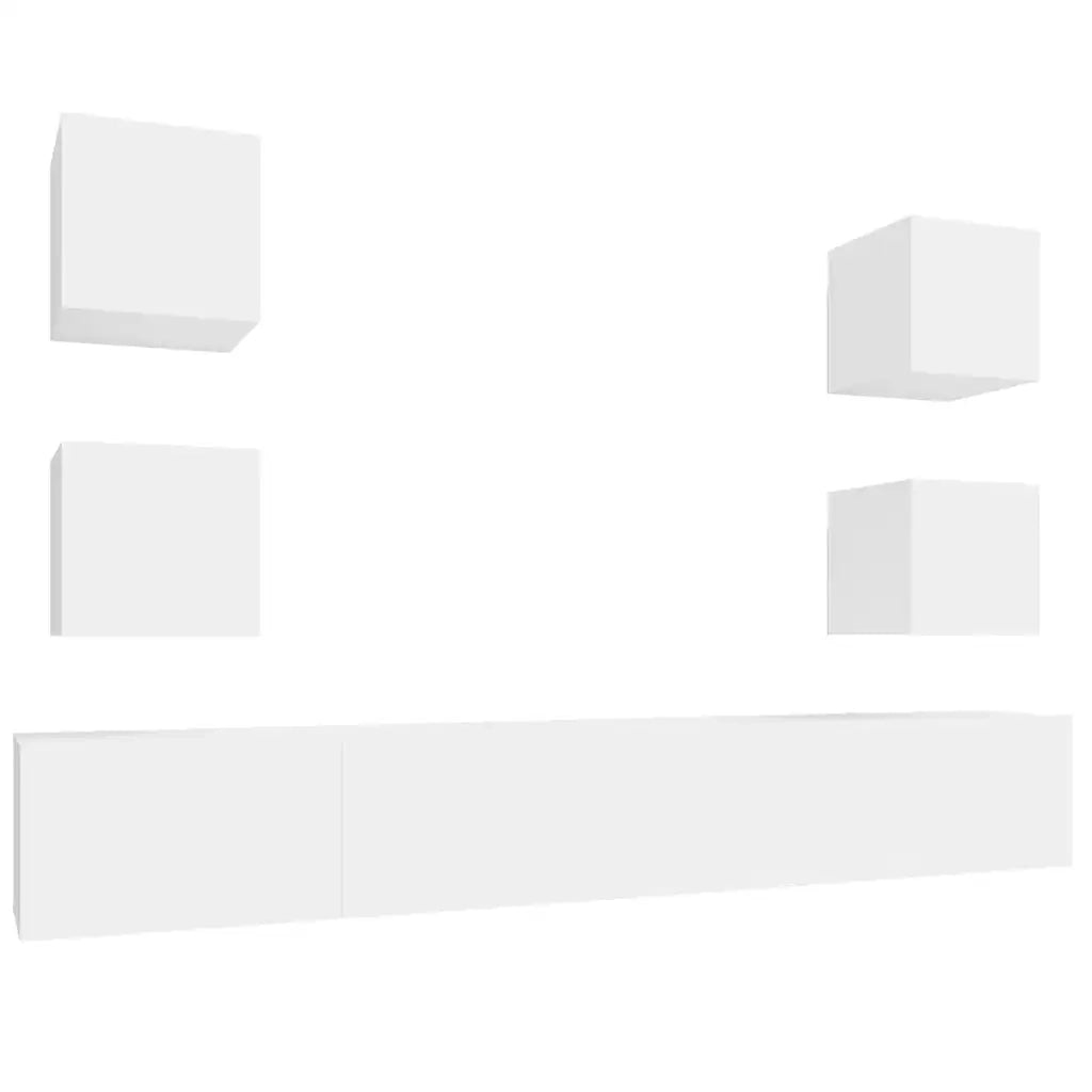 Set di Mobili Porta TV 6 pz-Set di 6 Credenza per TV Bianco in Legno Multistrato 280648