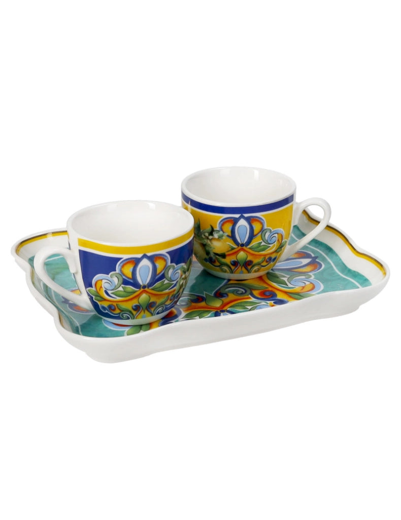 Tête à tête citrus porcellana con vassoietto e 2 tazzine