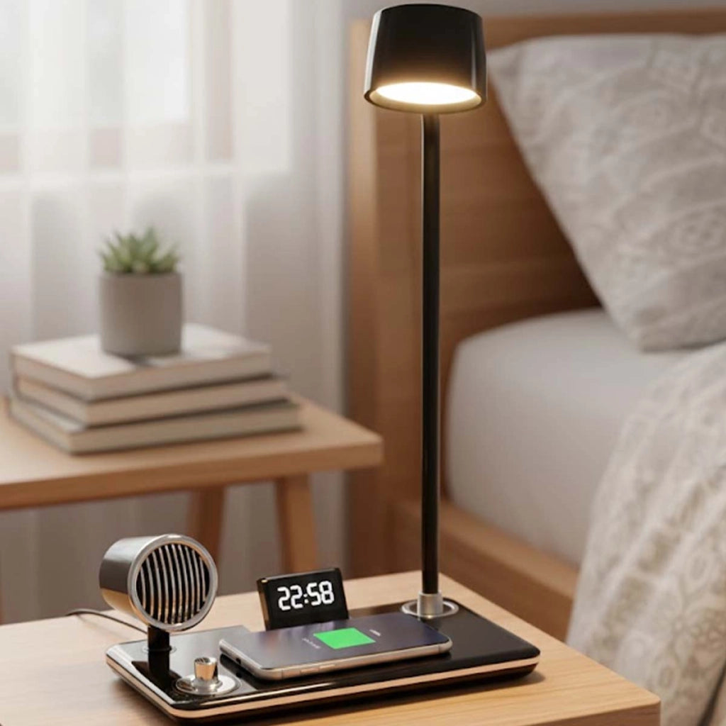 Lampada da tavolo LED 3 in 1 con altoparlante Bluetooth e stazione di ricarica Nero Avizar