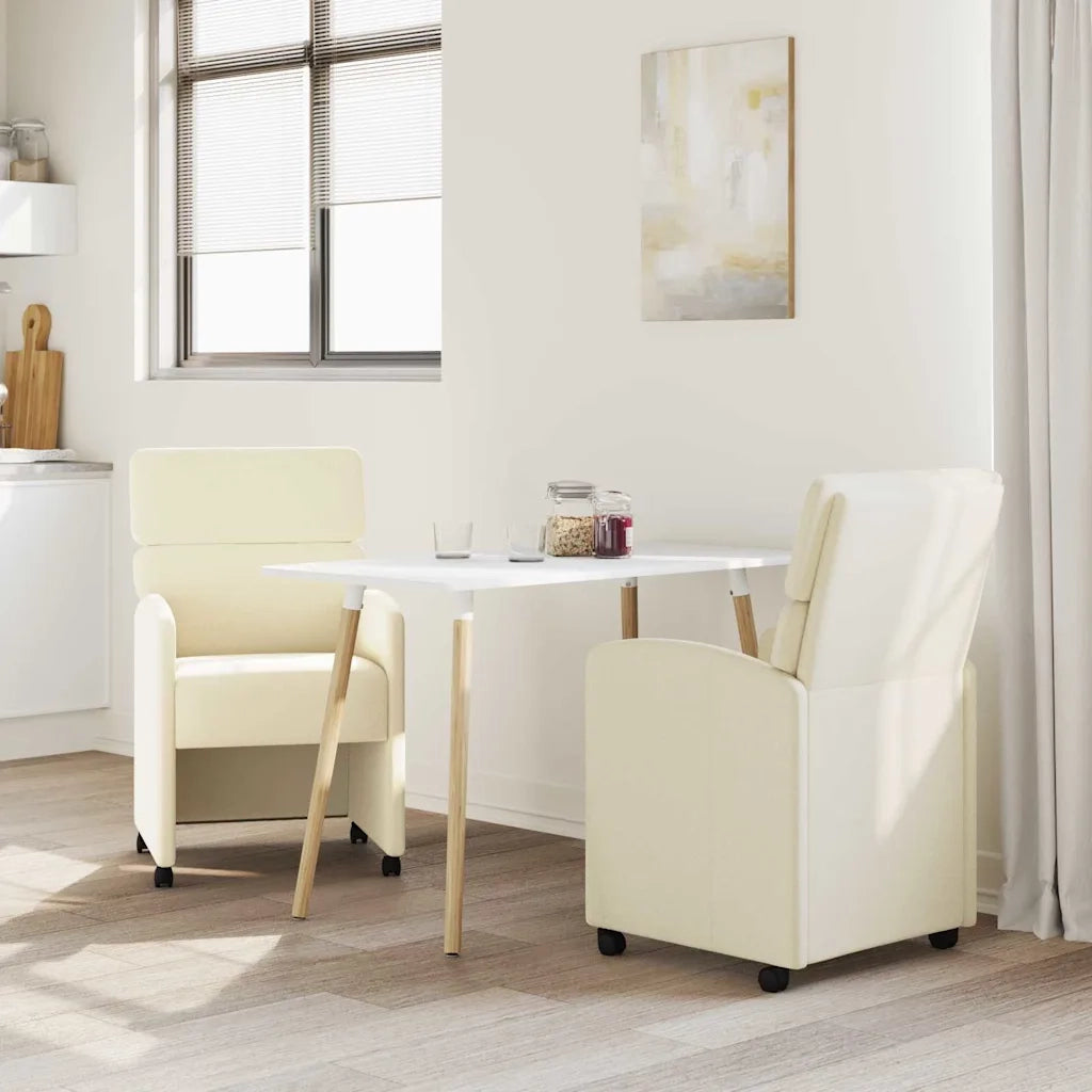 Sedie da Pranzo con Ruote con ruote 2 pcs Crema 58 x 65 x 98 cm 42017884