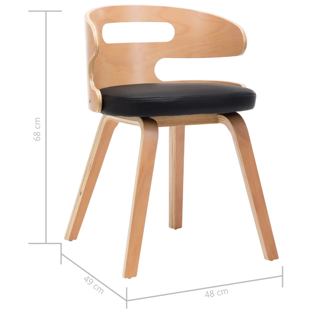 Sedie da Pranzo 2 pz | Sedie da cucina Nere in Legno Curvato e Similpelle