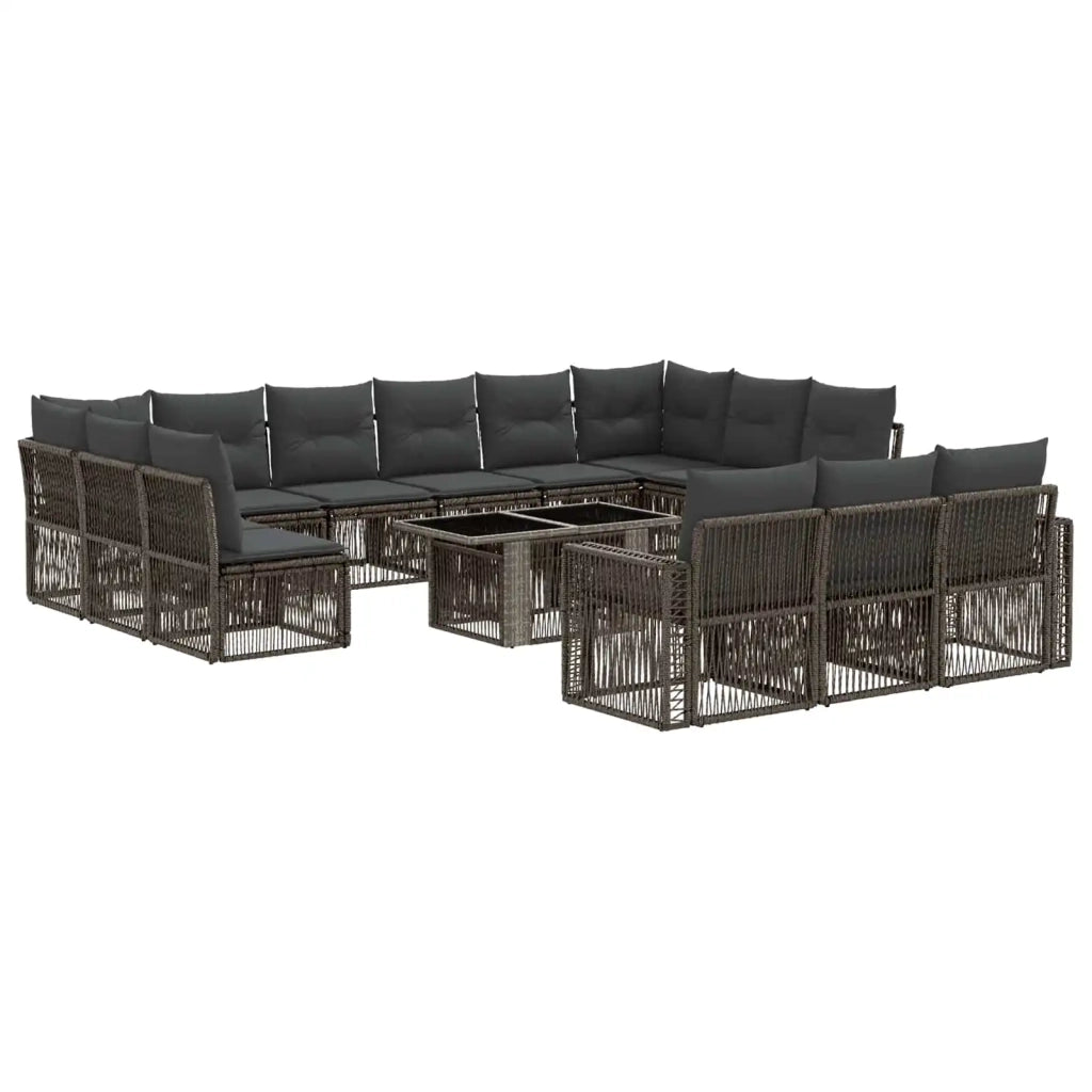 Set Divano da Giardino 14 pz Grigio e Grigio Scuro polyrattan 3436862