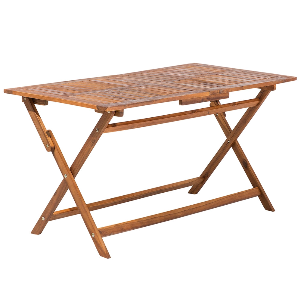 Set da pranzo da giardino Sedie pieghevoli in legno di acacia con cuscini 6 posti 140 x 75 cm